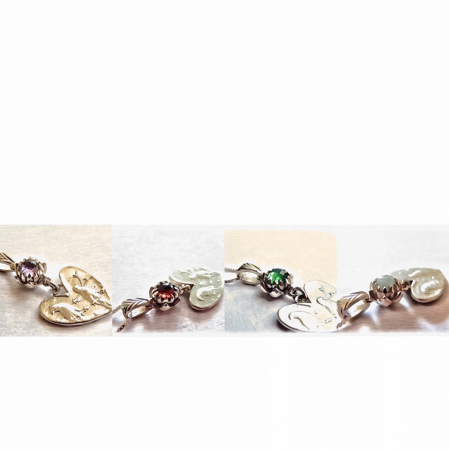 One Cent Heart and Protea Birthstone Necklace - June (Moonstone)