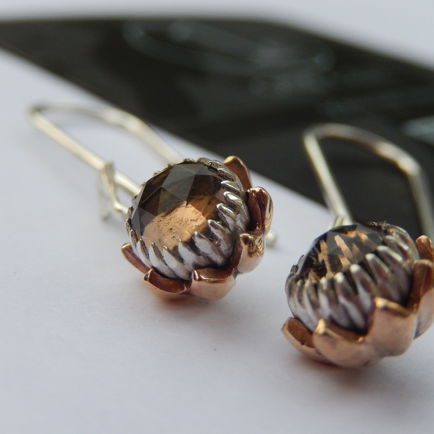 Bold Protea Hook Earrings (Smokey Quartz)