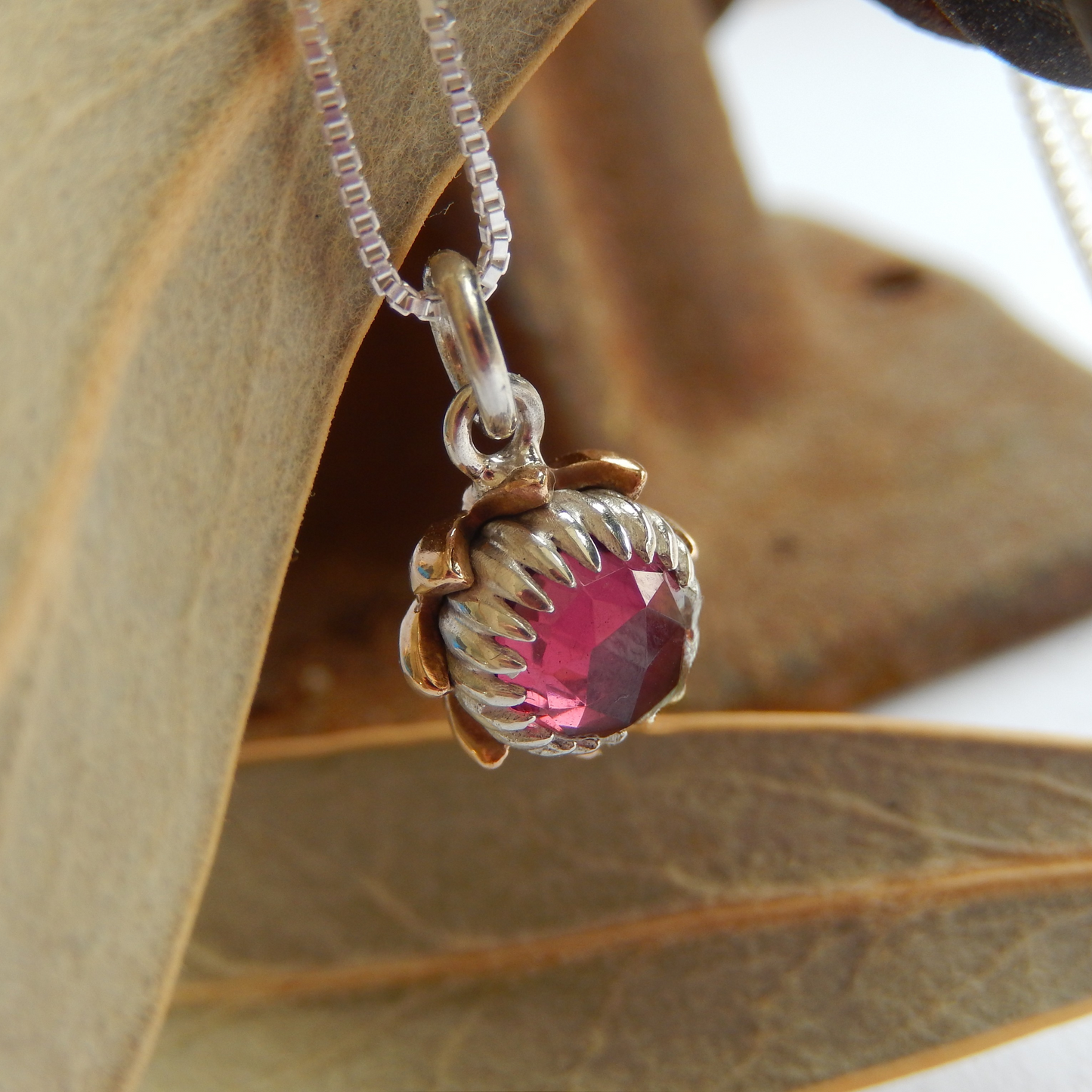 Bold Protea Necklace (Rhodolite Garnet)