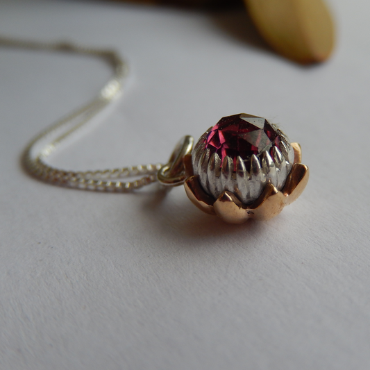 Bold Protea Necklace (Rhodolite Garnet)