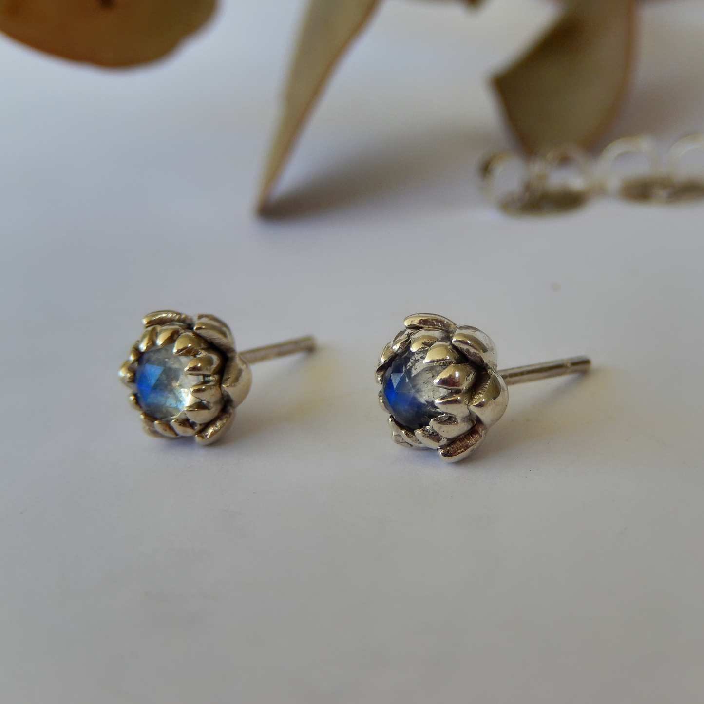 Petite Protea Stud Earrings (Moonstone)