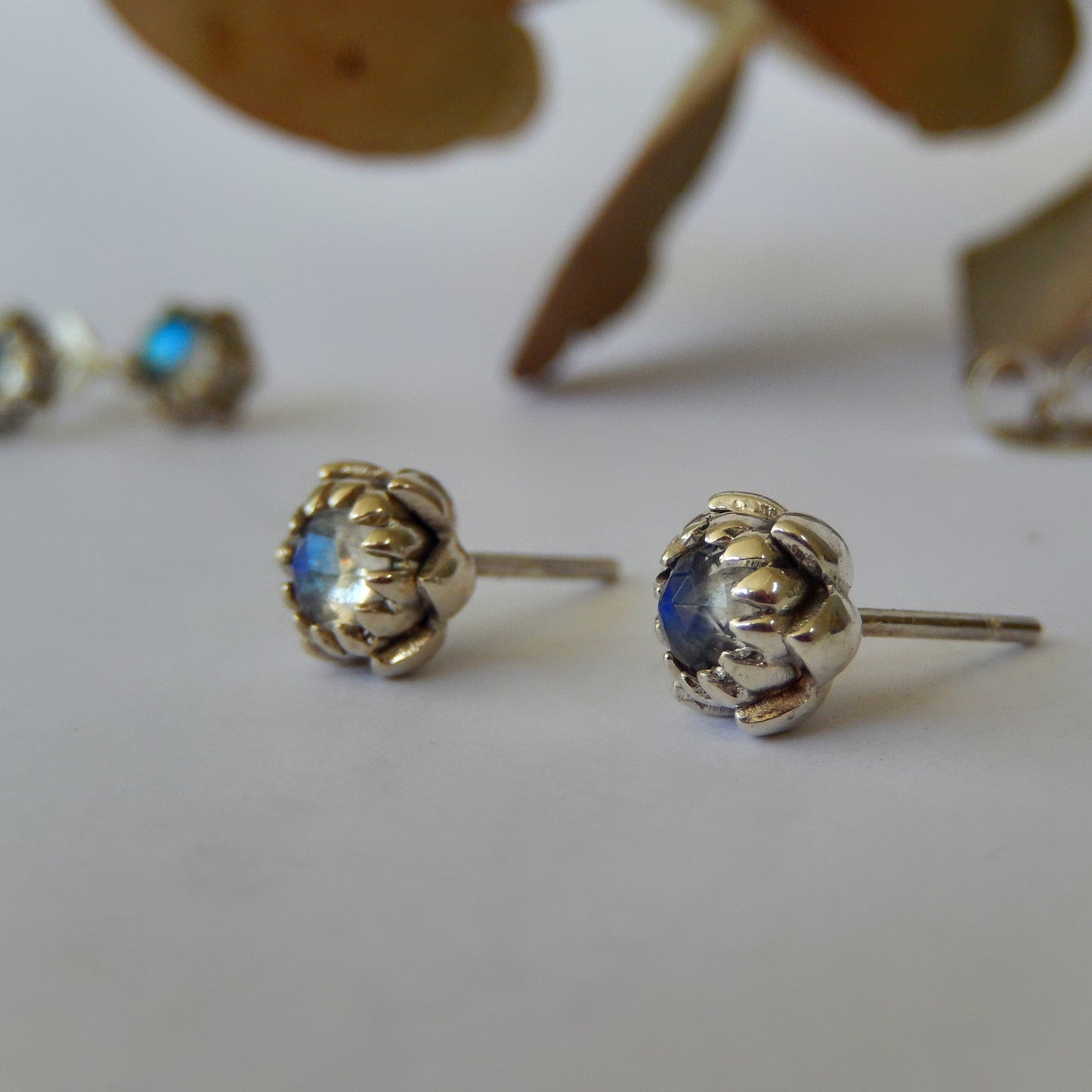 Petite Protea Stud Earrings (Moonstone)