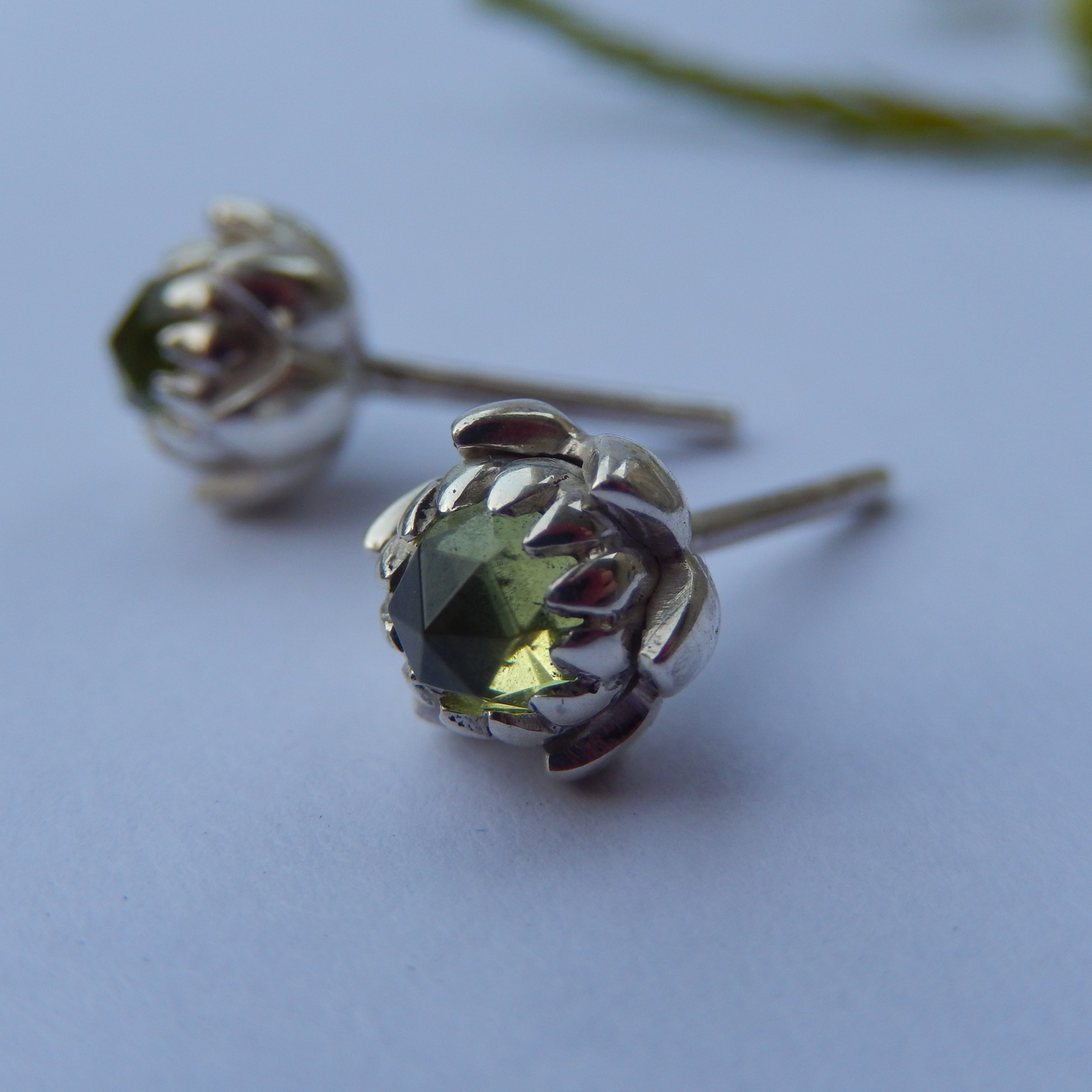 Petite Protea Stud Earrings (Peridot)