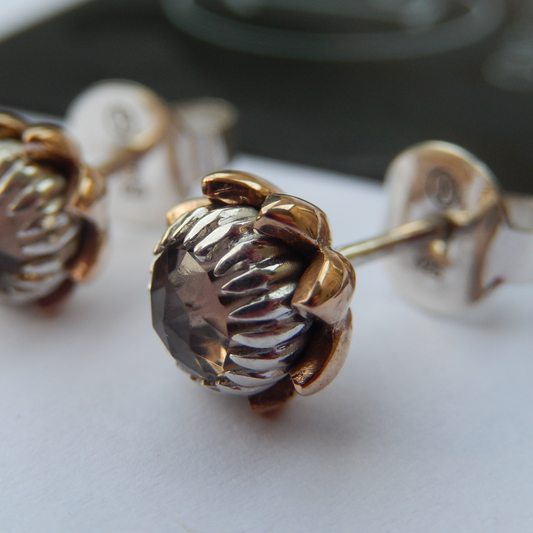 Bold Protea Stud Earrings (Smokey Quartz)