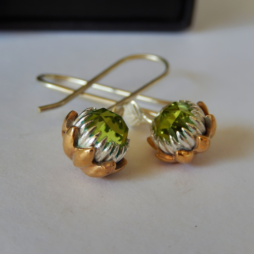 Bold Protea Hook Earrings (Peridot)