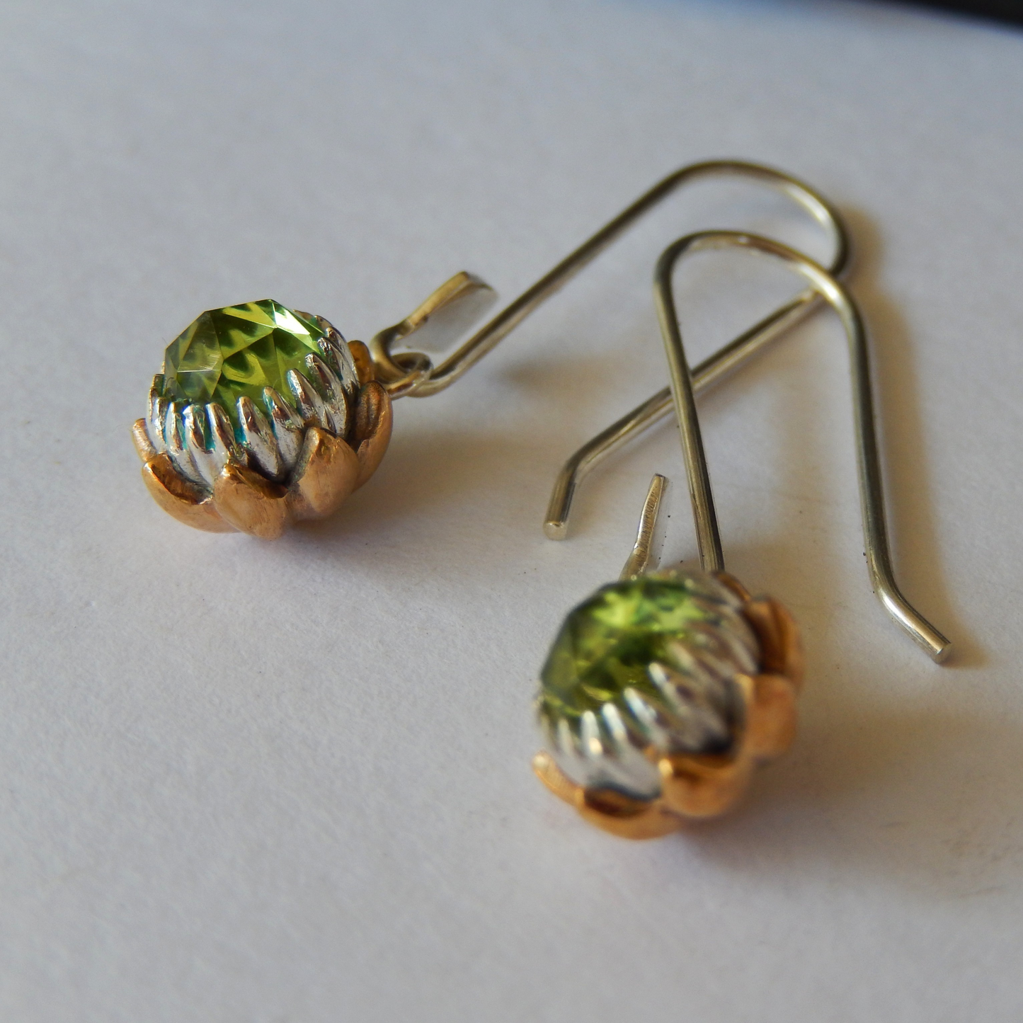 Bold Protea Hook Earrings (Peridot)