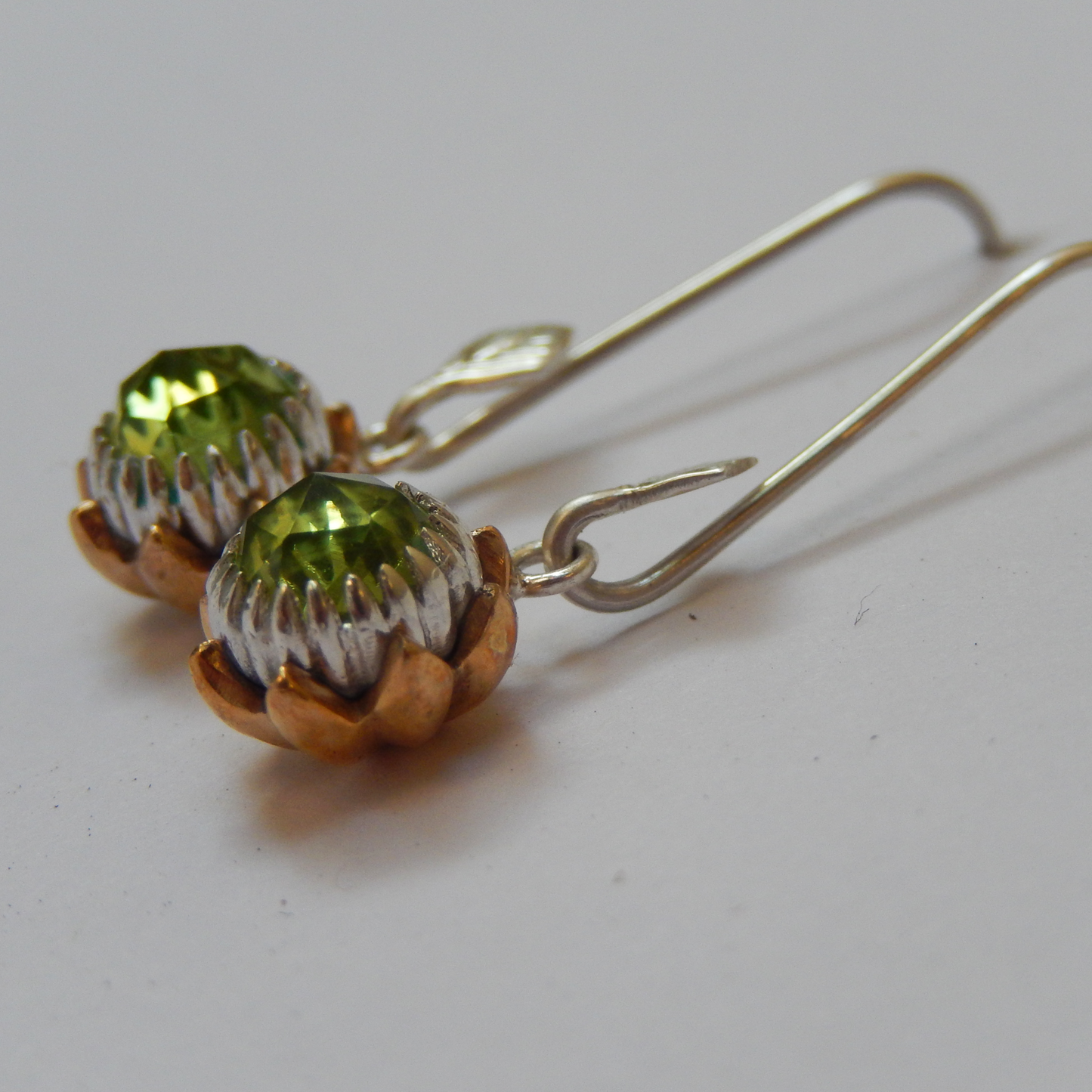 Bold Protea Hook Earrings (Peridot)