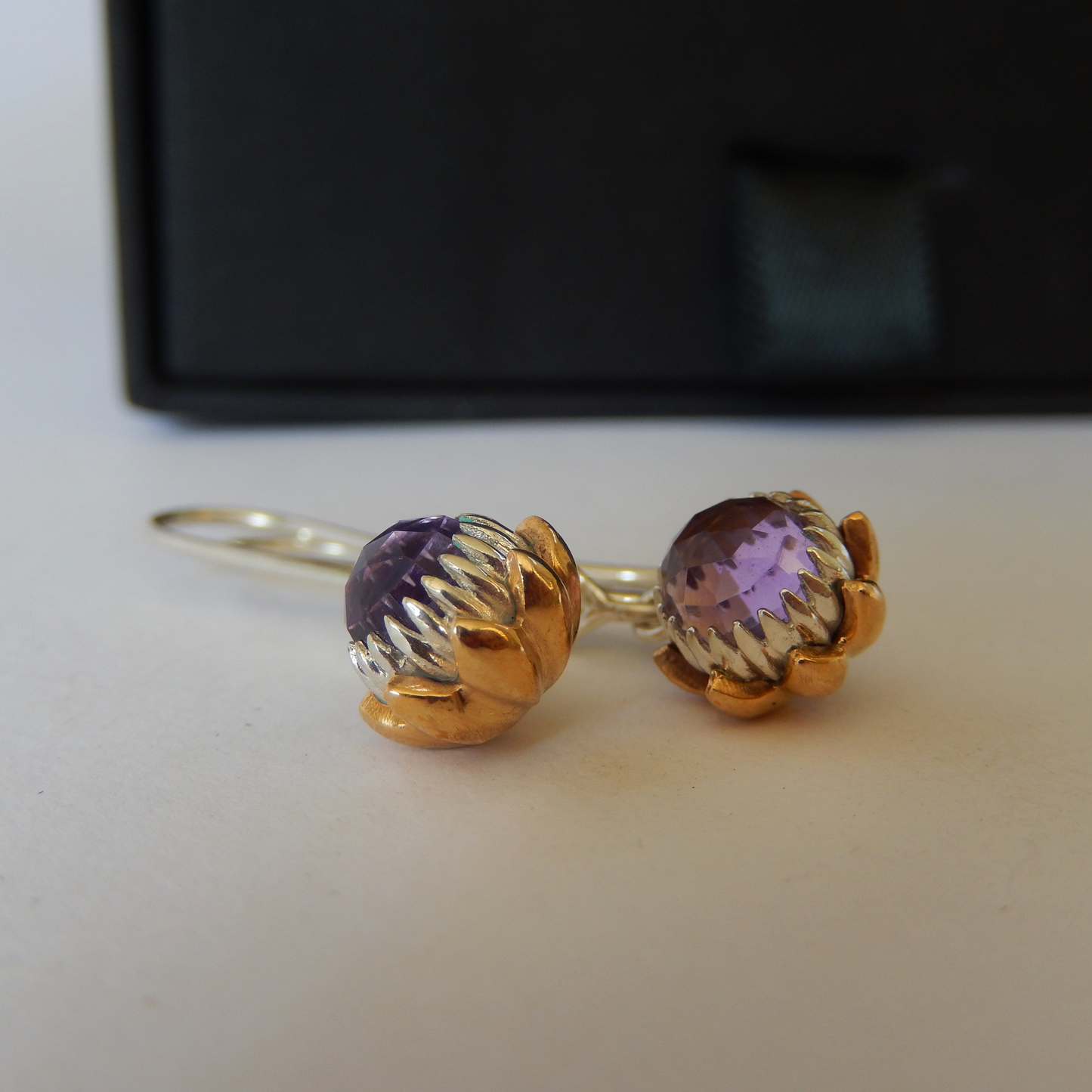 Bold Protea Hook Earrings (Amethyst)