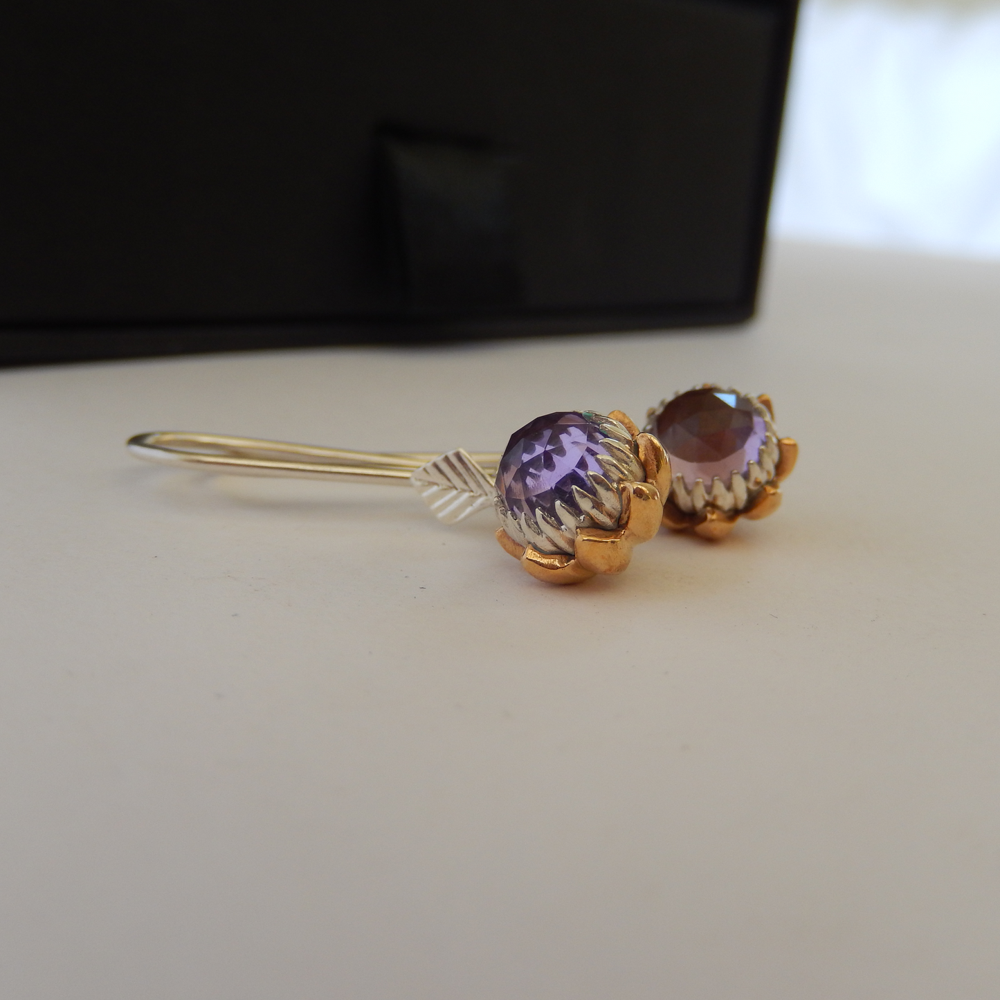 Bold Protea Hook Earrings (Amethyst)