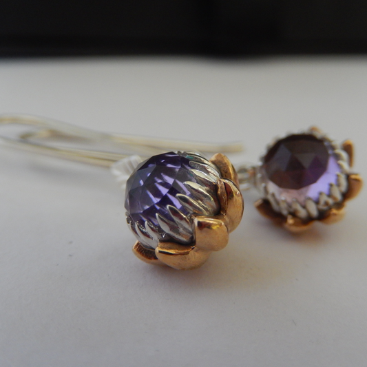 Bold Protea Hook Earrings (Amethyst)