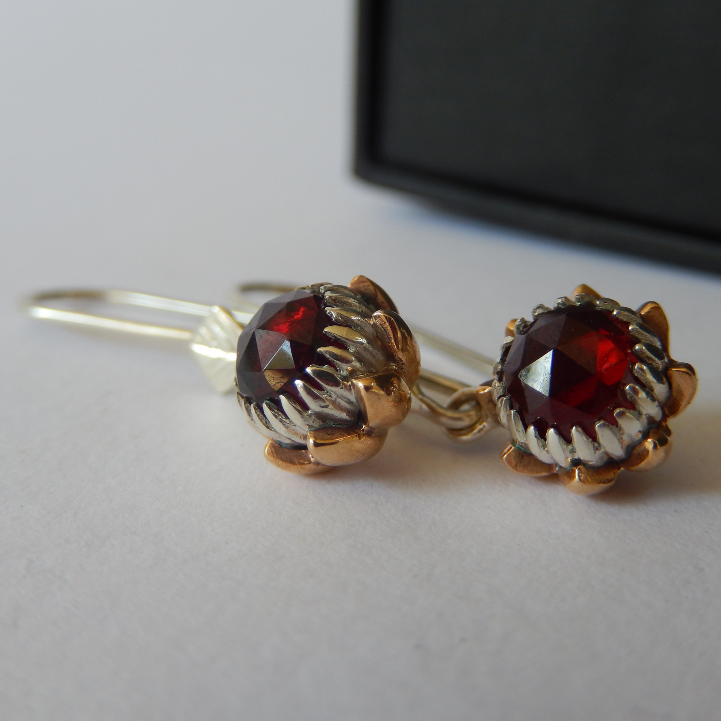 Bold Protea Hook Earrings (Red Garnet)