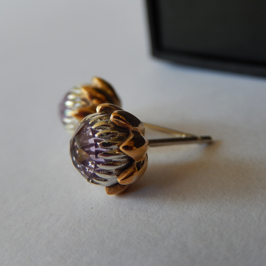 Bold Protea Stud Earrings (Amethyst)