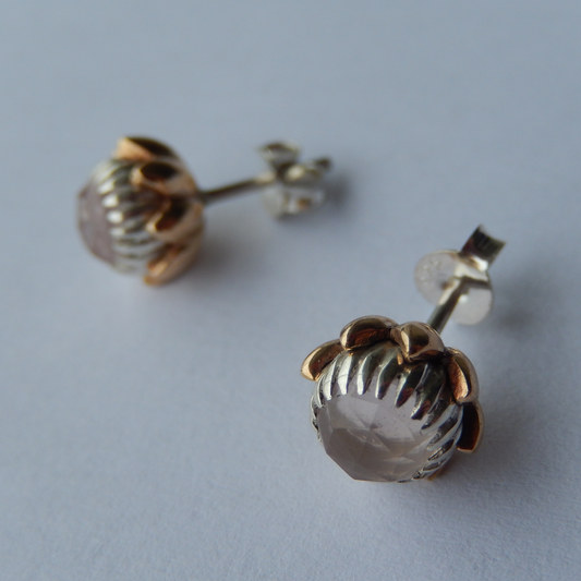 Bold Protea Stud Earrings (Rose Quartz)