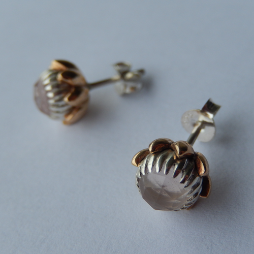 Bold Protea Stud Earrings (Rose Quartz)