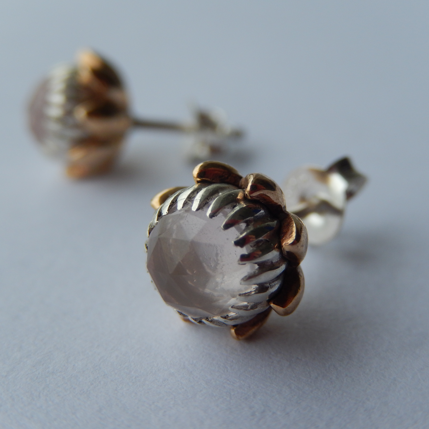 Bold Protea Stud Earrings (Rose Quartz)