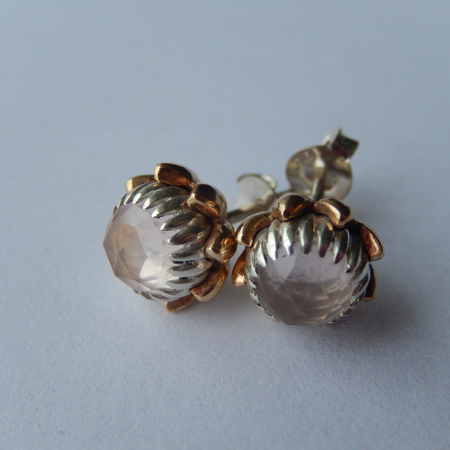 Bold Protea Stud Earrings (Rose Quartz)