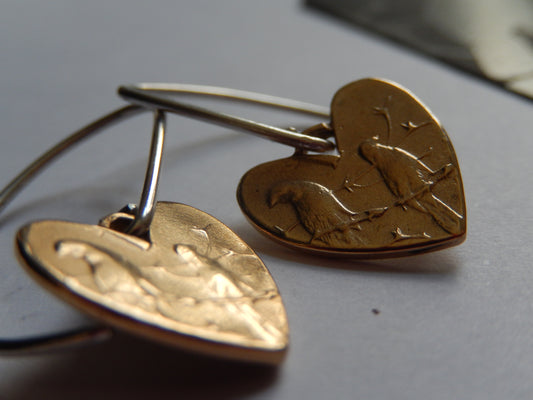 One Cent Heart Hook Earrings (Bronze)