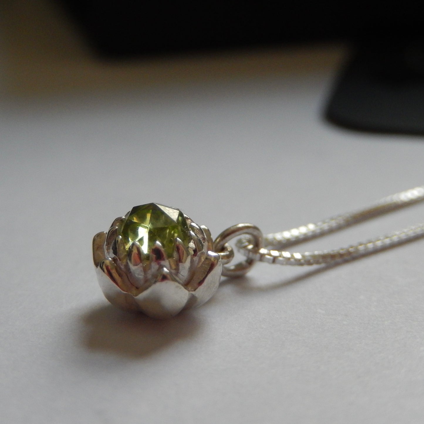 Petite Protea Necklace (Peridot)