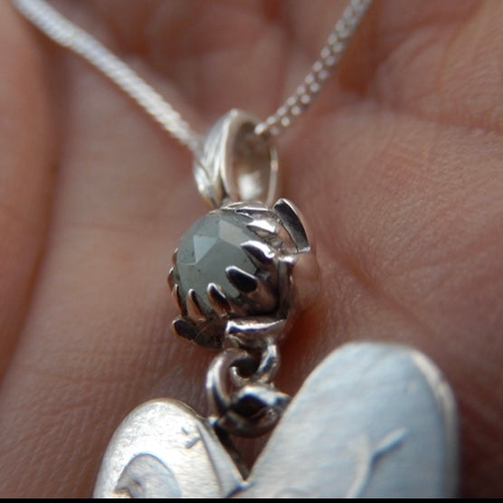 One Cent Heart and Protea Birthstone Necklace - March (Aquamarine)