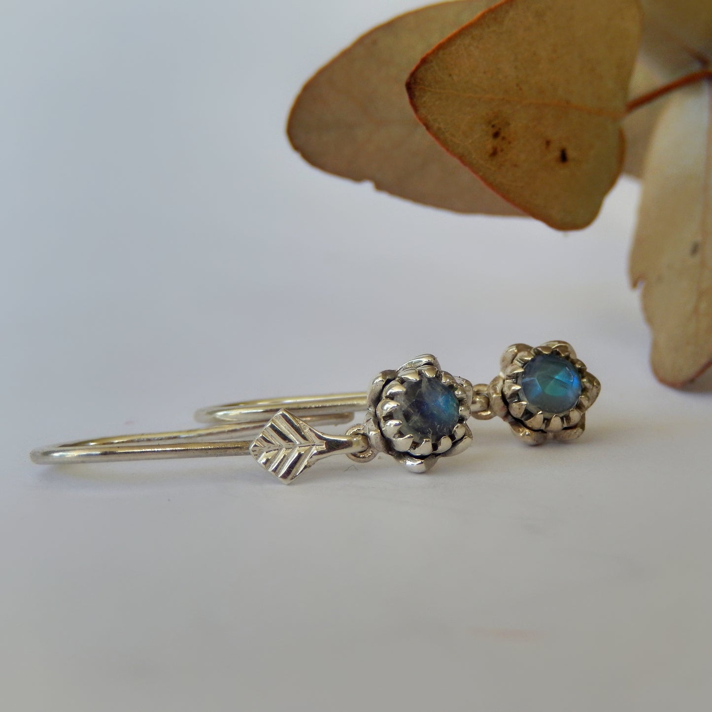 Petite Protea Hook Earrings (Moonstone)