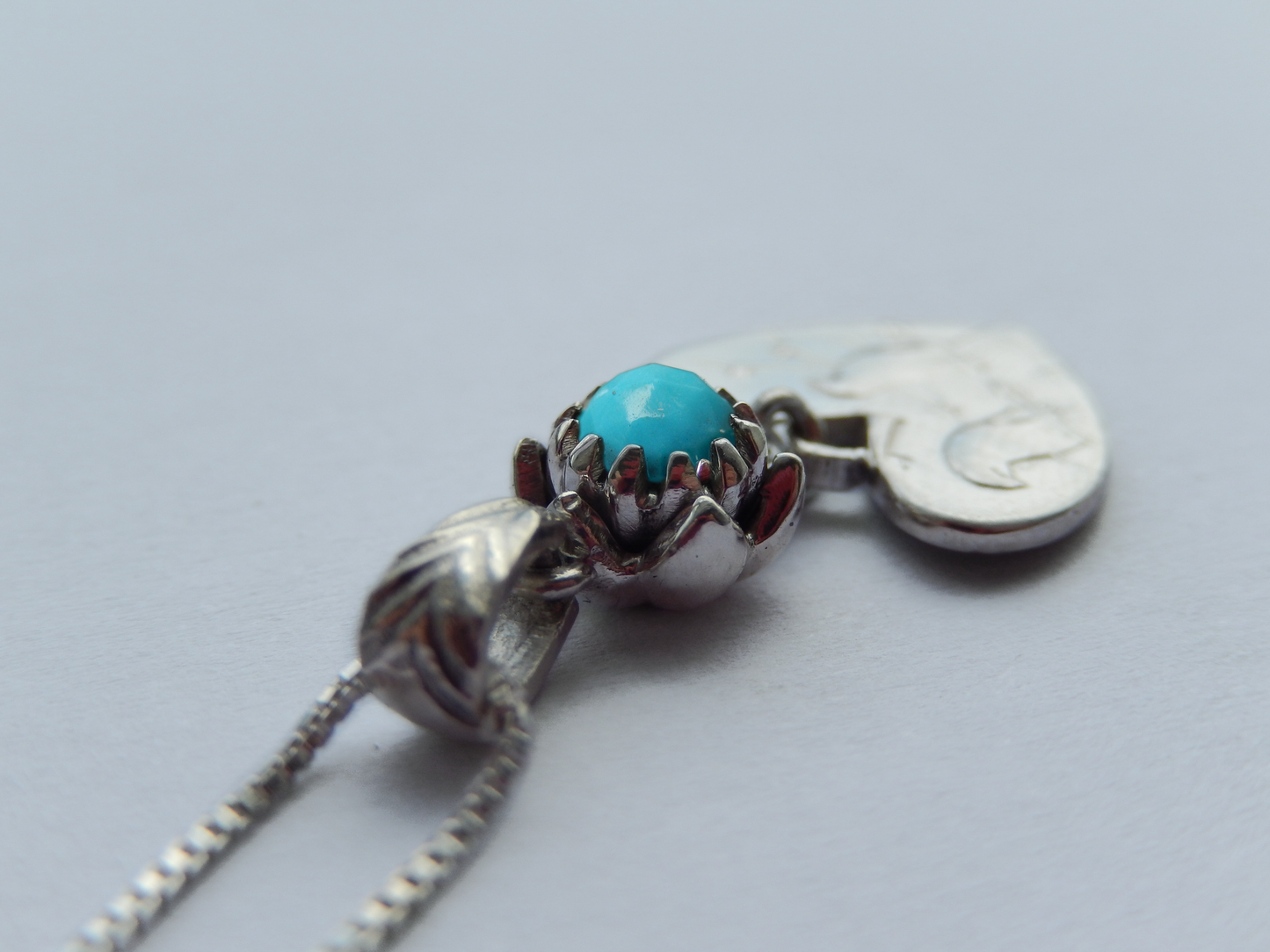 One Cent Heart and Protea Birthstone Necklace - December (Turquoise)