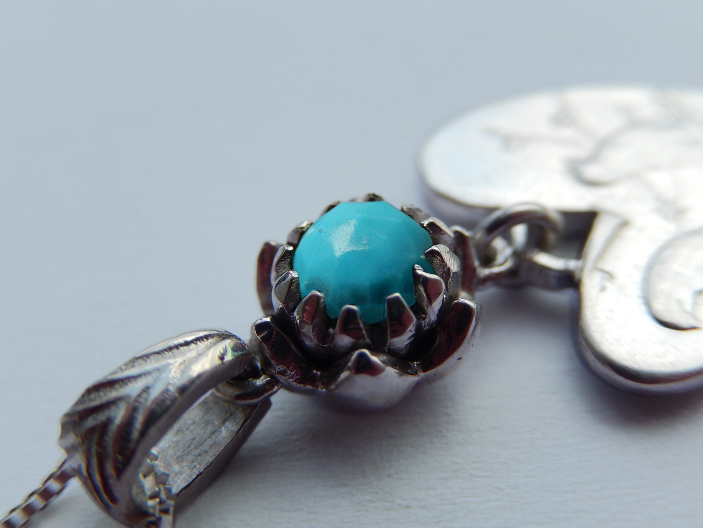 One Cent Heart and Protea Birthstone Necklace - December (Turquoise)