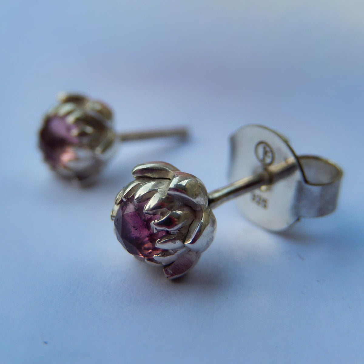 Petite Protea Stud Earrings (Pink Tourmaline)