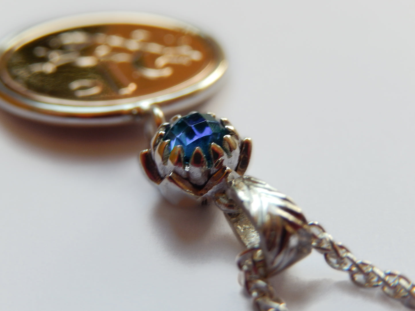 Classic One Cent and Protea Birthstone Necklace - September (Sapphire)